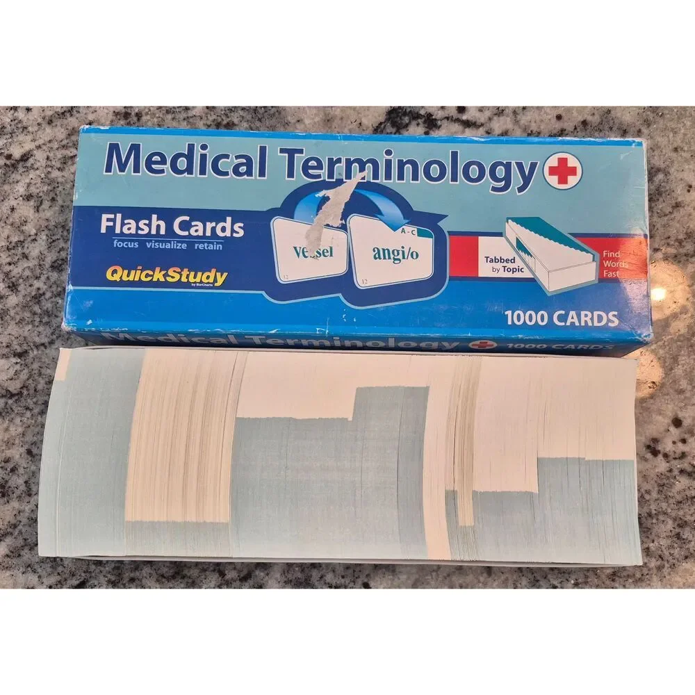 QuickStudy Medical Terminology Flash Cards - 1000 Study Cards, Color-Coded